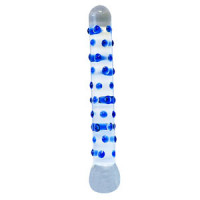 8 inch Glass Blue Dotted Dildo