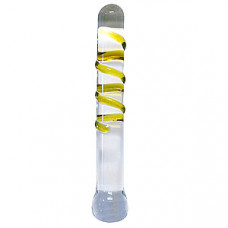 8 inch Glass Yellow Spiral Dildo