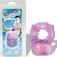 Supple Pink Vibrating jelly cock ring with batteries